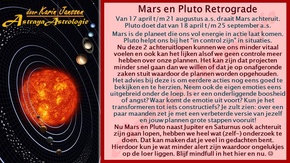 Mars en Pluto Retrograde vanaf resp. 17 en 18 april 2016
