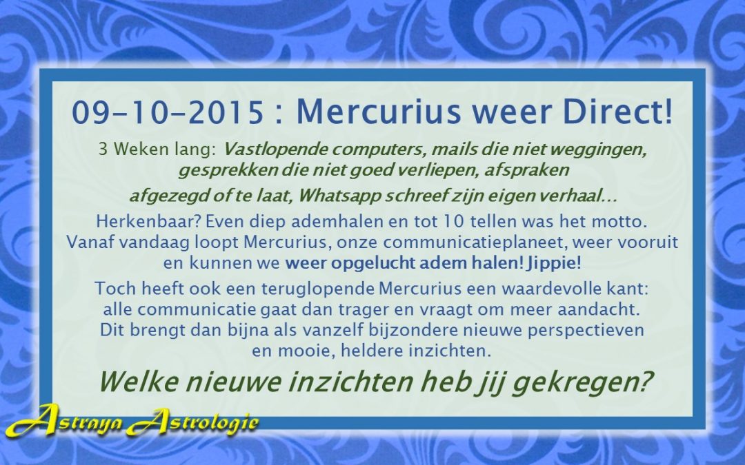 Mercurius weer Direct! op 9 oktober 2015