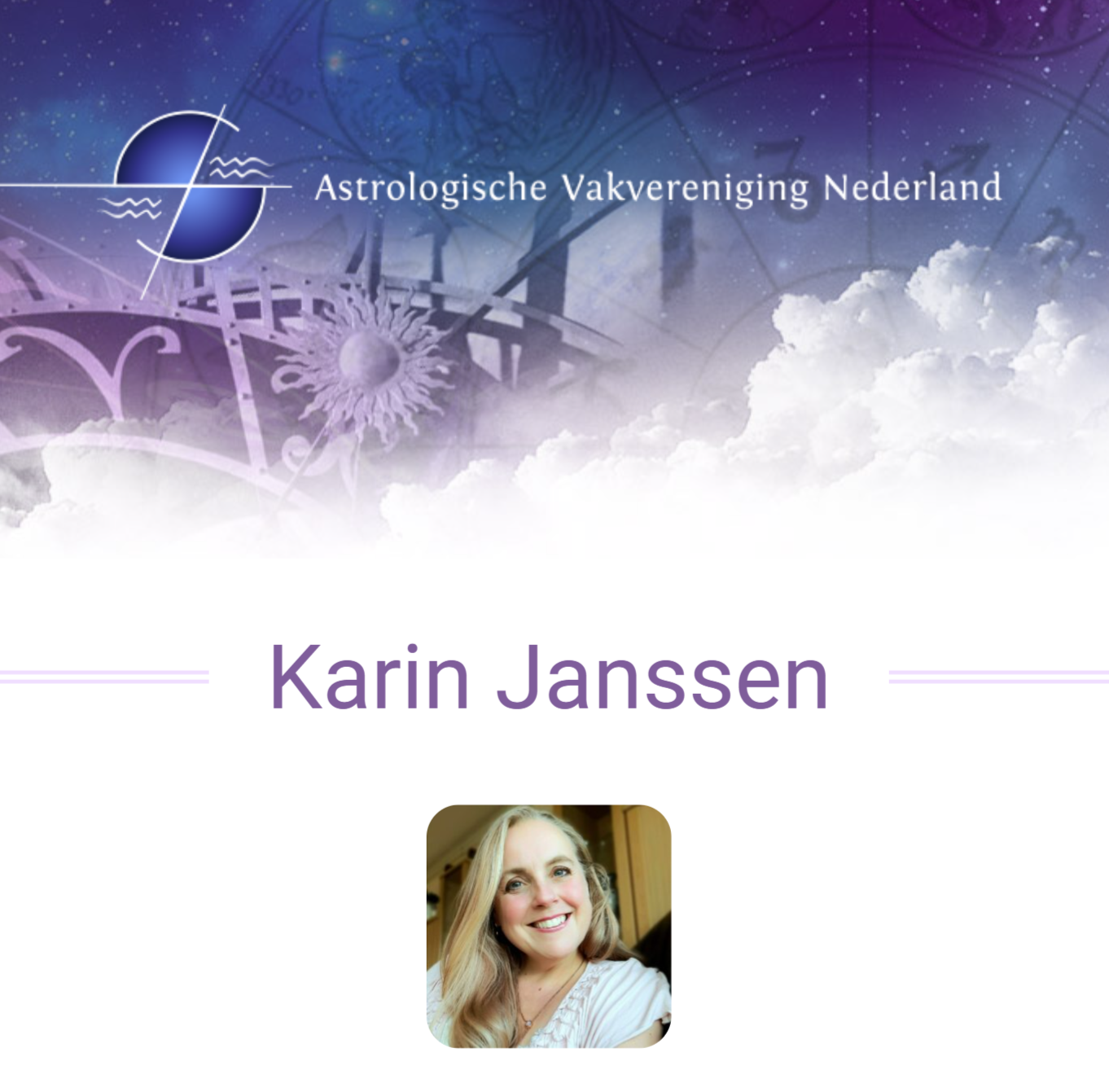 Karin Janssen als AVN Erkend en Praktijkvoerend Astroloog ingeschreven met Astraya Astrologie